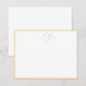 Classic Warm Ochre Monogram Note Card 招待状 (正面/裏面)