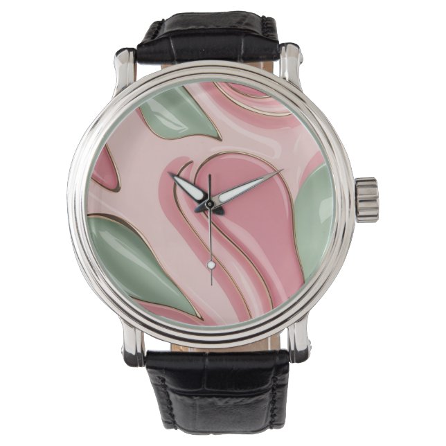 Classic watch in stylish abstract graphic 腕時計 (正面)
