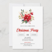 Classic Watercolor Christmas Flowers Printable  招待状 (正面)