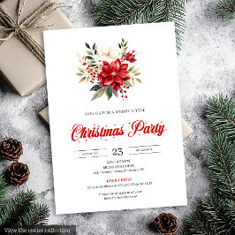 Classic Watercolor Christmas Flowers Printable 招待状
