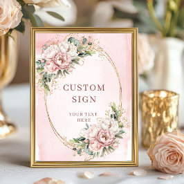 Classic Watercolor Dusty Pink Floral Custom Sign ポスター