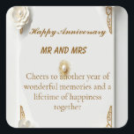 Classic watercolor gold luxury frole frame  スクエアシール<br><div class="desc">Anniversary cardCelebrate love with this elegant blush pink and gold sunset wedding invitation design. Featuring delicate roses, golden decorative accents, and a romantic sunset landscape background, this invitation creates a warm and magical atmosphere for your special day. Perfect for romantic weddings, boho weddings, garden ceremonies, and sunset celebrations. The design...</div>