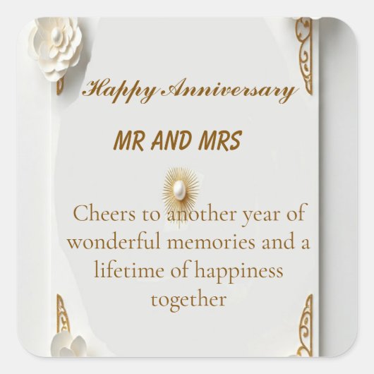 Classic watercolor gold luxury frole frame  スクエアシール (正面)