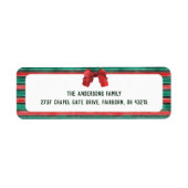 Classic Watercolor Red Bow & Stripes Christmas  ラベル (正面)