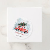 Classic Watercolor Red Car Christmas Tree Holiday  フェイバータグ (インサイチュ)