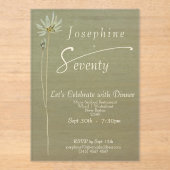 Classic Watercolor Wildflower Sage 70th Birthday アクリル招待状 (正面)