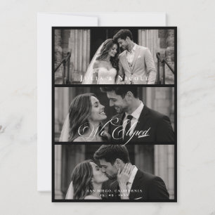 Classic We Eloped 3枚の写真の結婚式の報告 招待状
