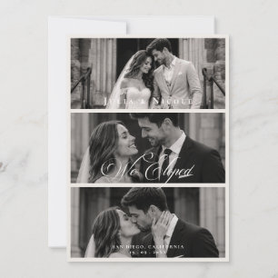 Classic We Eloped 3枚の写真の結婚式の報告 招待状