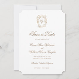 Classic Wedding Crest Save The Date Invitation 招待状