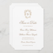Classic Wedding Crest Save The Date Invitation 招待状 (正面/裏面)