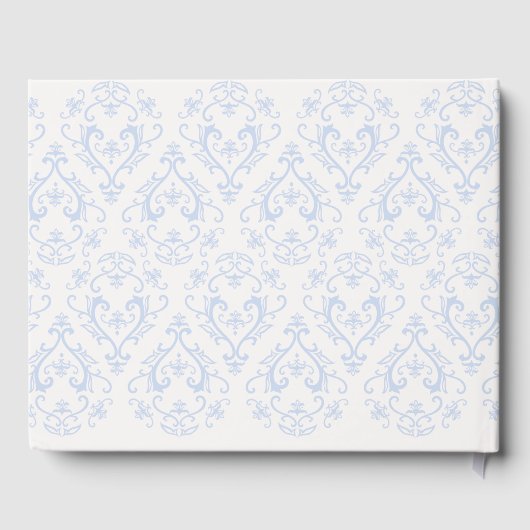 Classic Wedding Elegant Damask Pattern Light Blue ゲストブック (裏面)