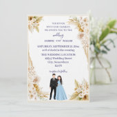Classic wedding invitation in beige and gold 招待状 (スタンド正面)