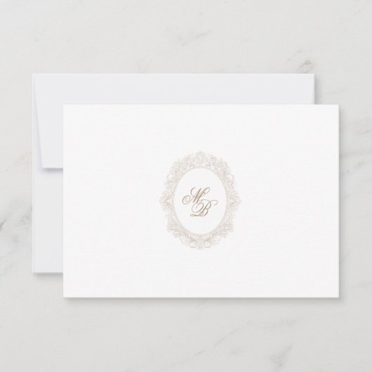 Classic Wedding Monogram Crest QR code RSVP Card (正面)