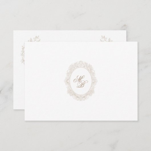 Classic Wedding Monogram Crest QR code RSVP Card (正面/裏面)