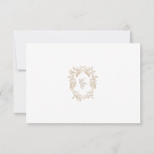 Classic Wedding Monogram Crest QR code RSVP Card (裏面)