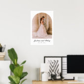 Classic Wedding Photo Poster with Arched Design ポスター (ホームオフィス)