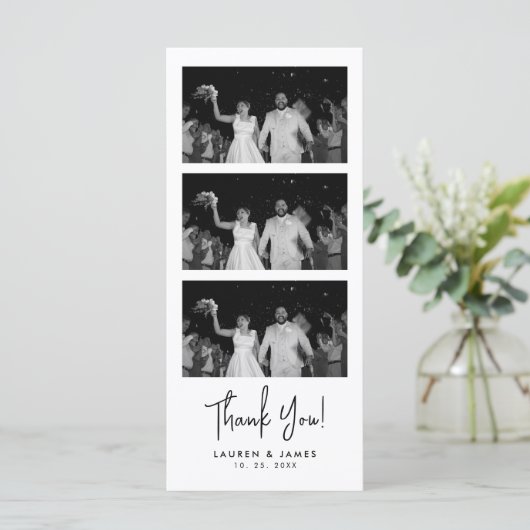 Classic Wedding Photo Strip Thank You Card (スタンド正面)