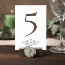 Classic Wedding Reception Table Number Card