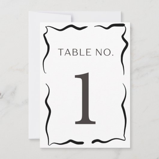 Classic Wedding Table Number – Elegant Black Borde 招待状 (正面)
