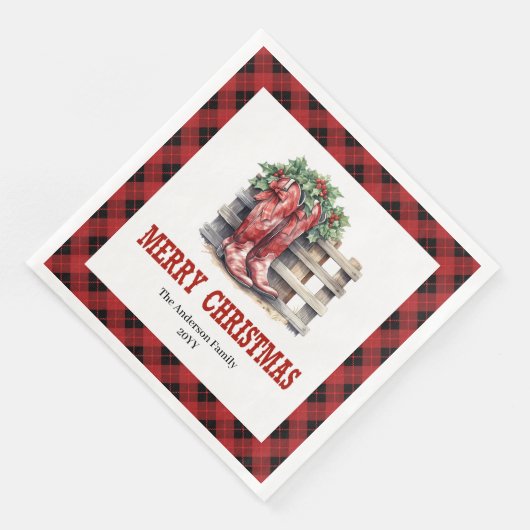 Classic Western Buffalo Check Xmas Party Napkins (コーナー)