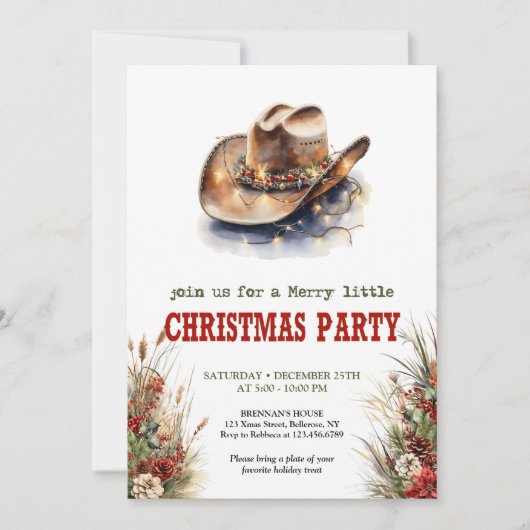 Classic Western Christmas party editable invites 招待状 (正面)