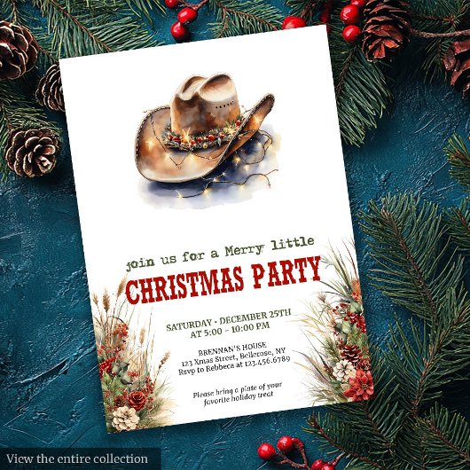 Classic Western Christmas party editable invites 招待状
