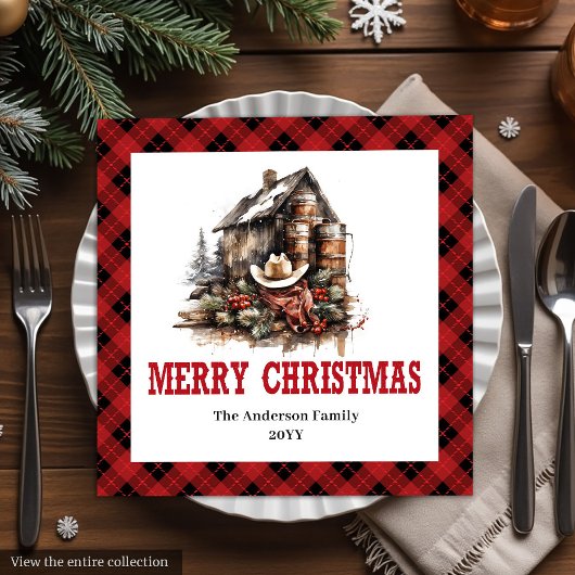 Classic Western Christmas Plaid Paper Napkins