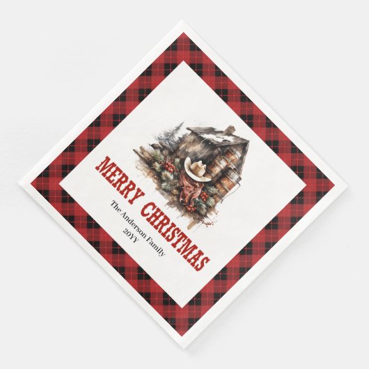 Classic Western Christmas Plaid Paper Napkins (コーナー)