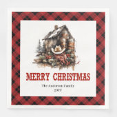 Classic Western Christmas Plaid Paper Napkins (正面)