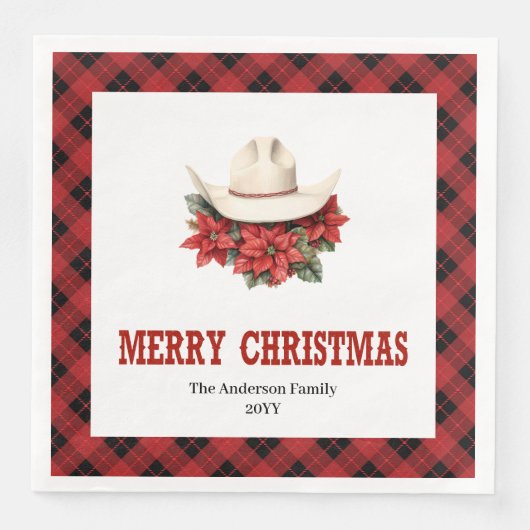 Classic Western Red Black Christmas Napkins (正面)