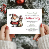 Classic whimsical Santa Christmas party invitation 招待状