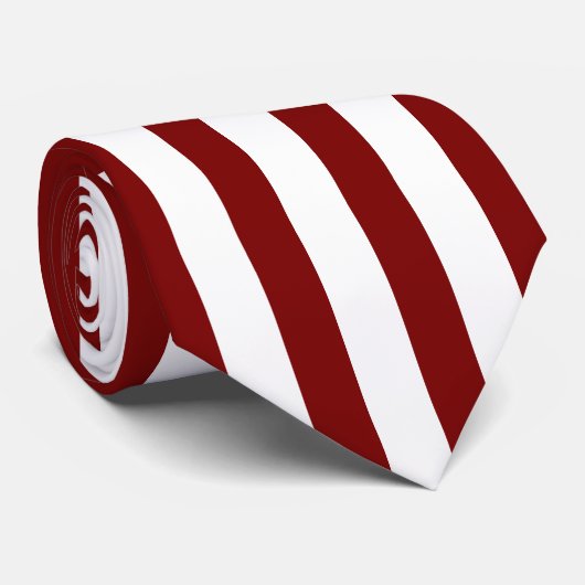 Classic White and Deep Red Striped Stylish ネクタイ (ロール)