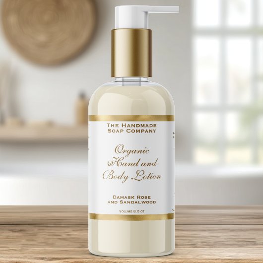 Classic White and Gold Foil Cosmetics Bottle Label 長方形シール