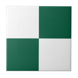 Classic White and Hunter Green Square Box Pattern タイル