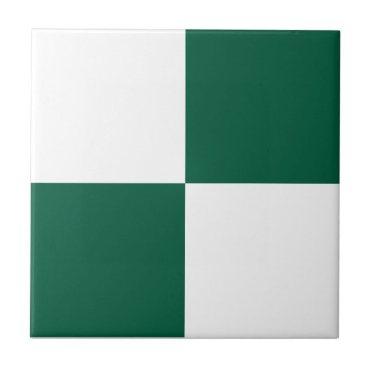 Classic White and Hunter Green Square Box Pattern タイル (正面)
