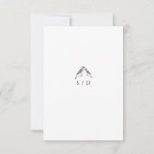 Classic White Black Floral Wedding  出欠カード (裏面)