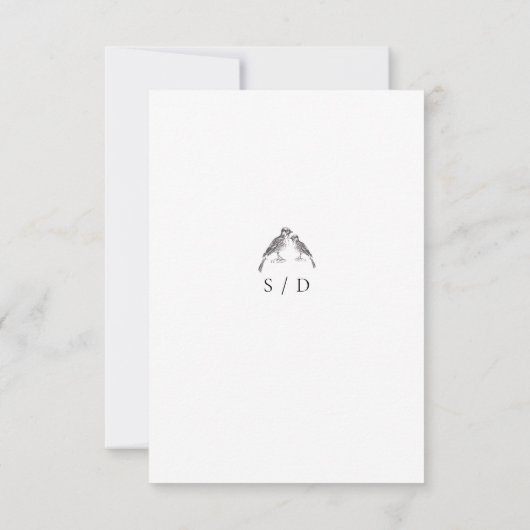 Classic White Black Floral Wedding  出欠カード (裏面)