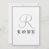 Classic White Black Silver Monogram Wedding 招待状 (裏面)