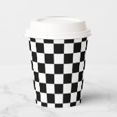 Classic White Black Square Pattern Paper Cups 紙コップ (左)