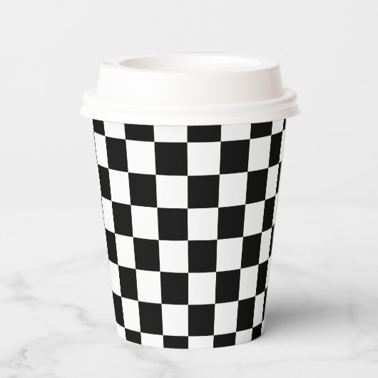 Classic White Black Square Pattern Paper Cups 紙コップ (裏面)
