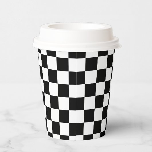 Classic White Black Square Pattern Paper Cups 紙コップ (右)