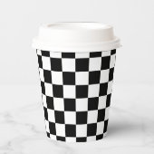 Classic White Black Square Pattern Paper Cups 紙コップ (正面)