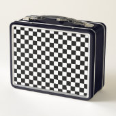 Classic White & Black Square Style Pattern メタルランチボックス (裏面)