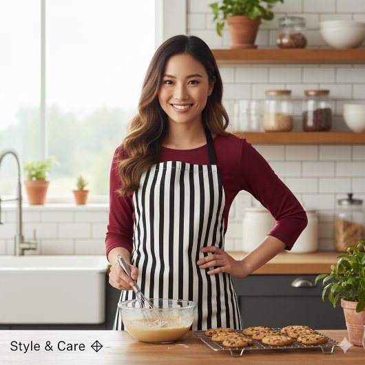 Classic White Black Stripe Pattern For Daily Cook エプロン