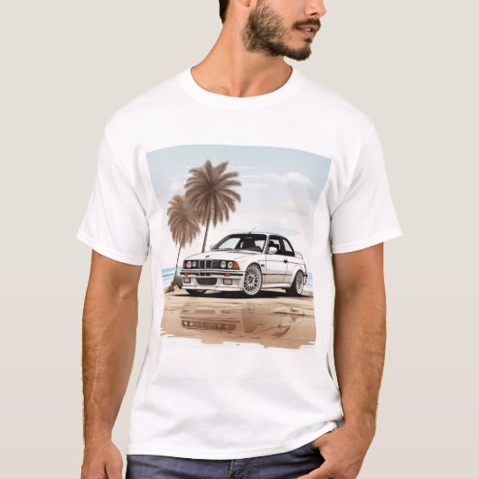 Classic White BMW M3 Tee - Timeless Beach Style Tシャツ (正面)
