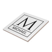 Classic White Ceramic Tile with Initial & Name タイル (側面)