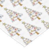 Classic White Colorful Christmas Tree Tablecloth テーブルクロス (アングル)