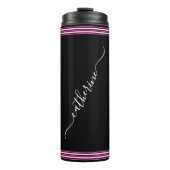 Classic White Cursive Script Name Hot Pink Black タンブラー (正面)