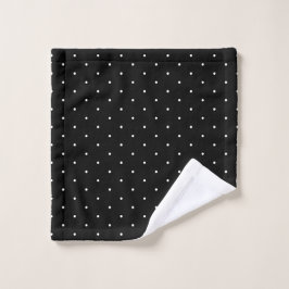 Classic White Dots on Black Wash Cloth Design ウォッシュタオル