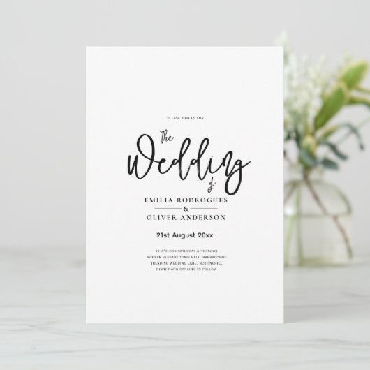 Classic White Elegant Print or Digital Wedding 招待状 (スタンド正面)